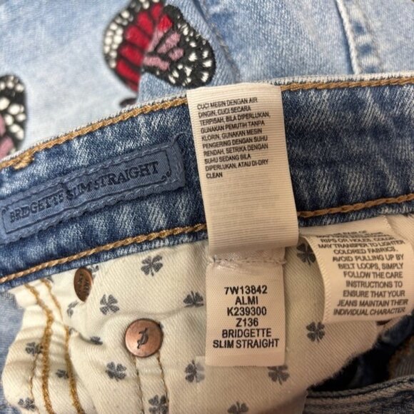 Lucky Brand Womens Y2K Jeans Bridgette Straight Size 26 Butterfly Embroidered - Picture 8 of 13